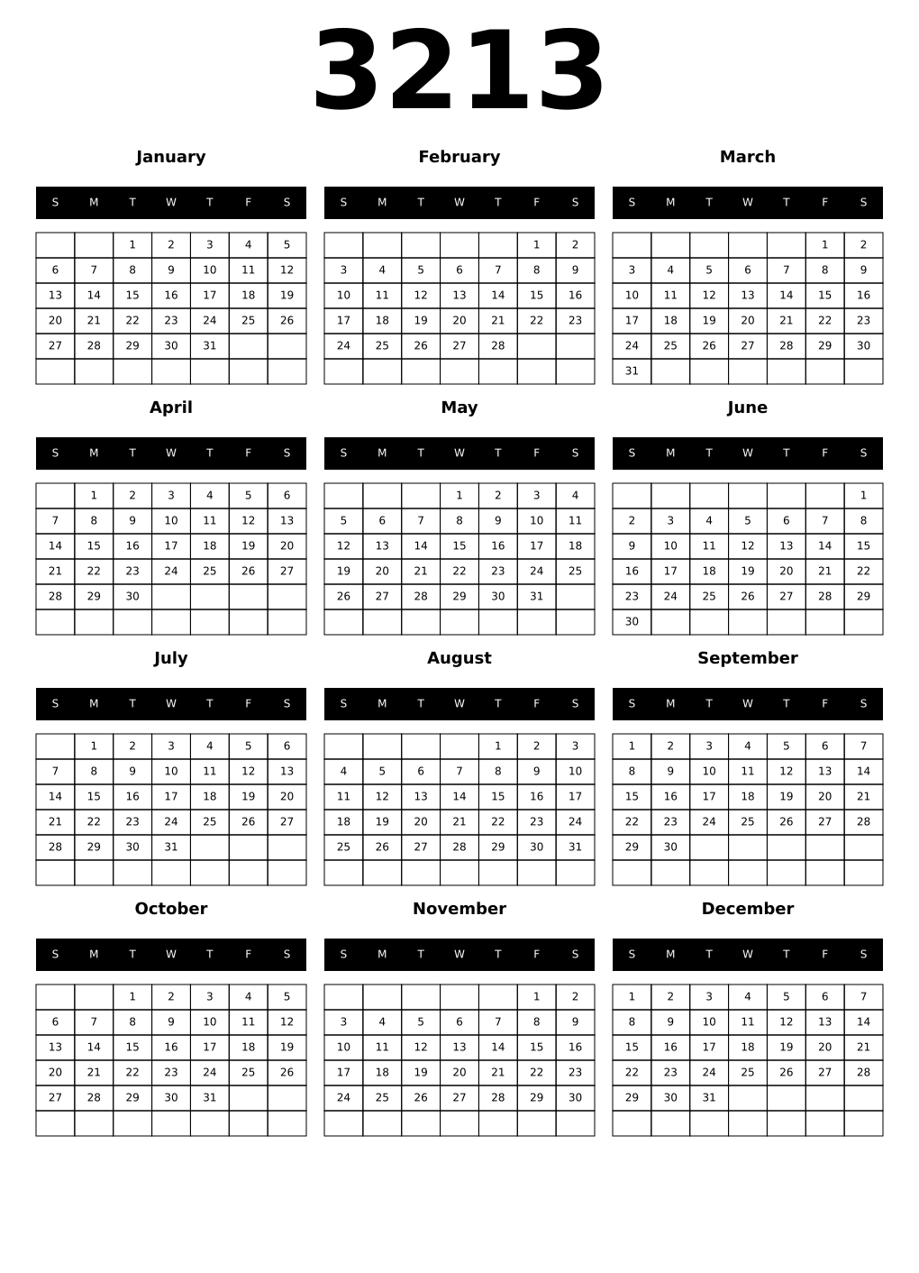 Printable 3213 Calendars