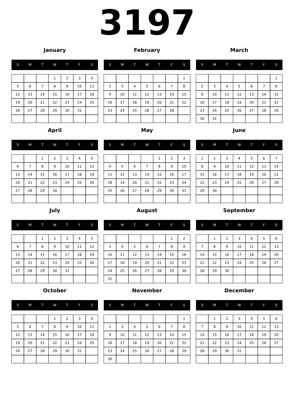 Printable 3197 Calendars