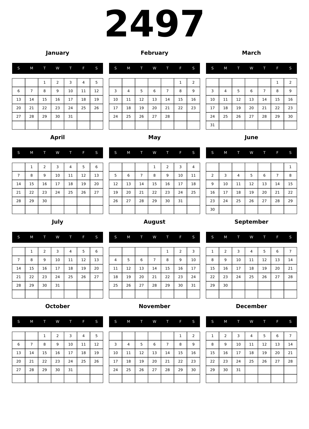 Printable 2497 Calendars