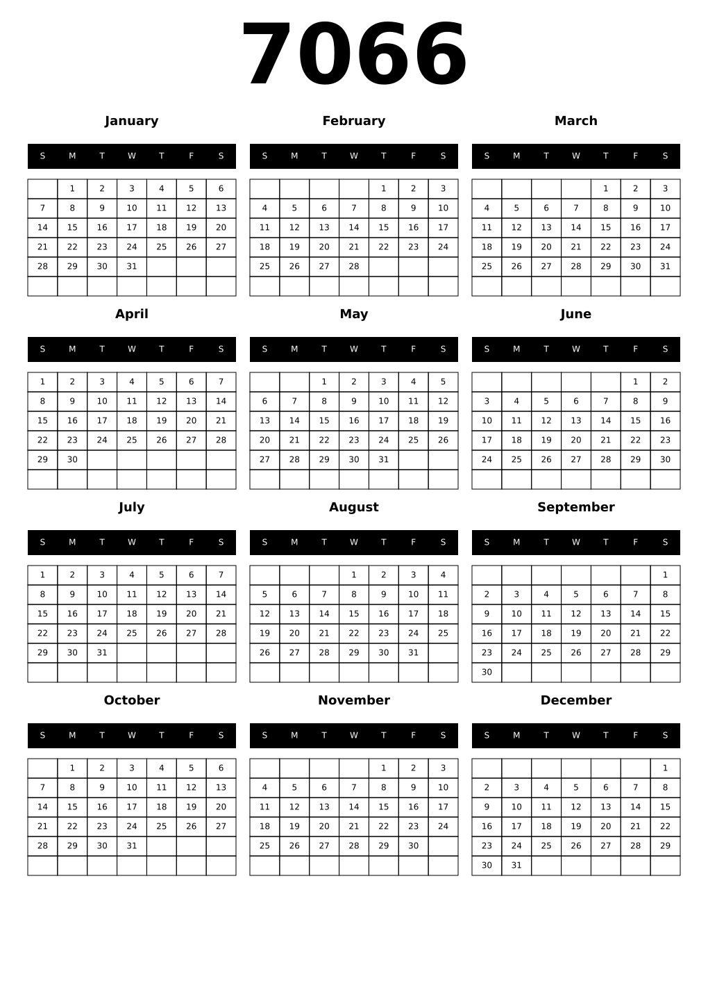 Printable 7066 Calendars