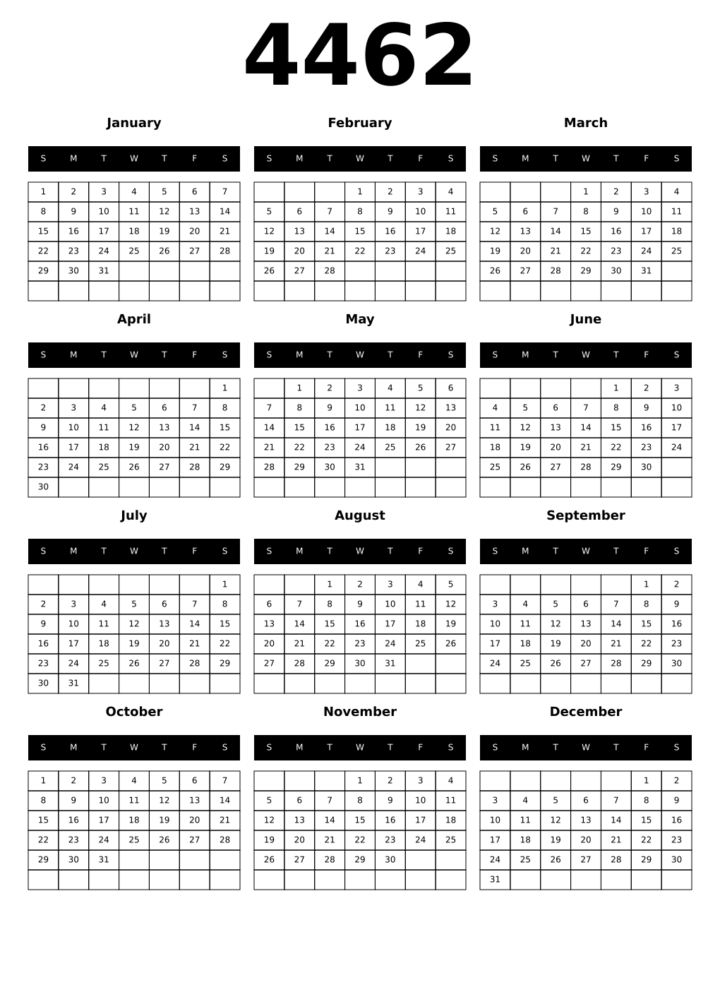 Printable 4462 Calendars