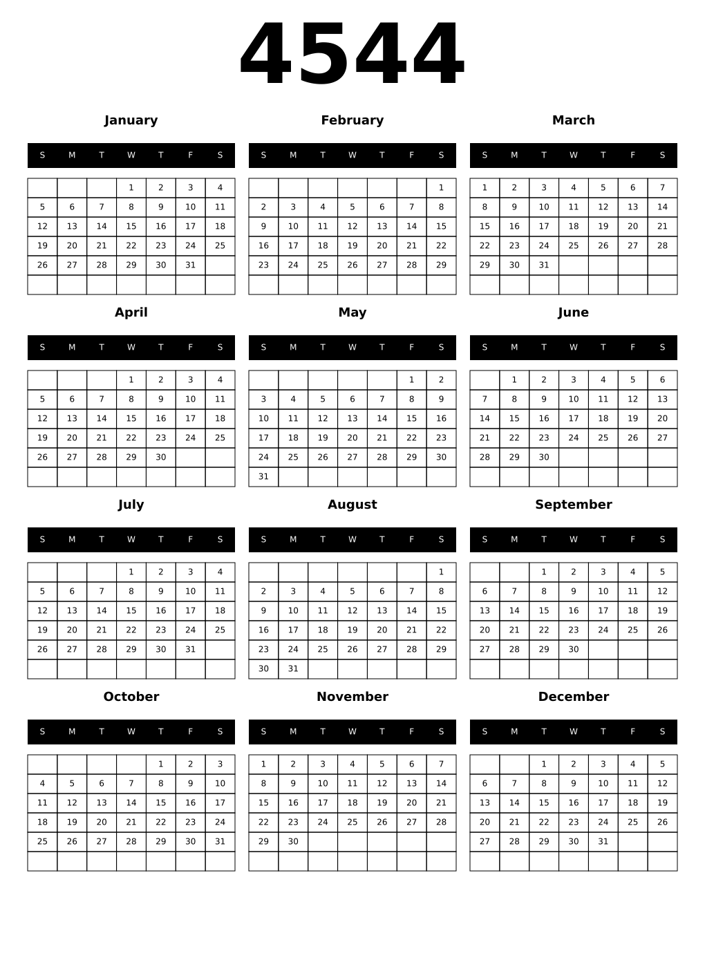 Printable 4544 Calendars