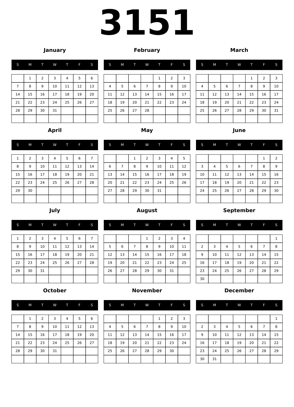 Printable 3151 Calendars